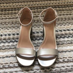 A New Day Silver Block Heel Sandals